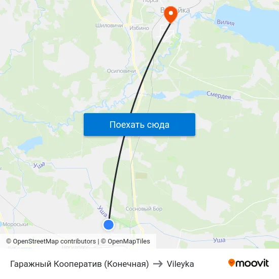 Гаражный Кооператив (Конечная) to Vileyka map