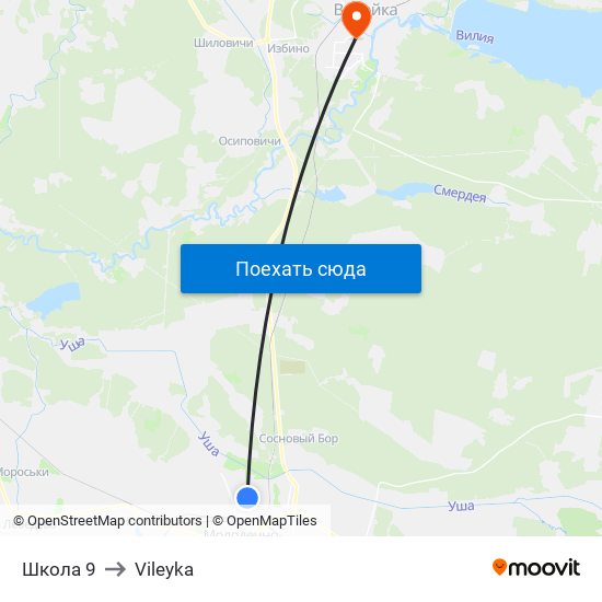 Школа 9 to Vileyka map