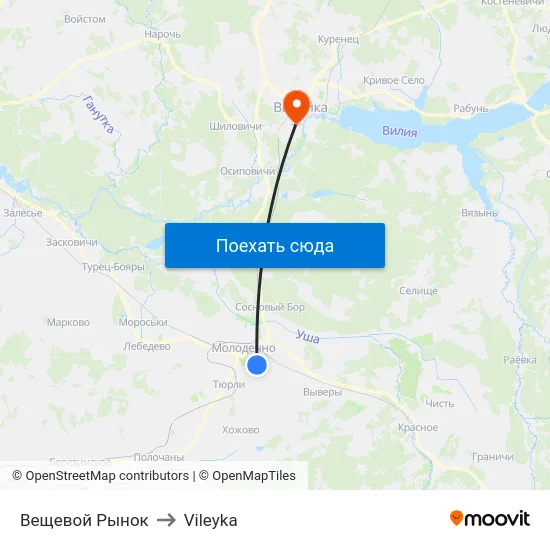 Вещевой Рынок to Vileyka map