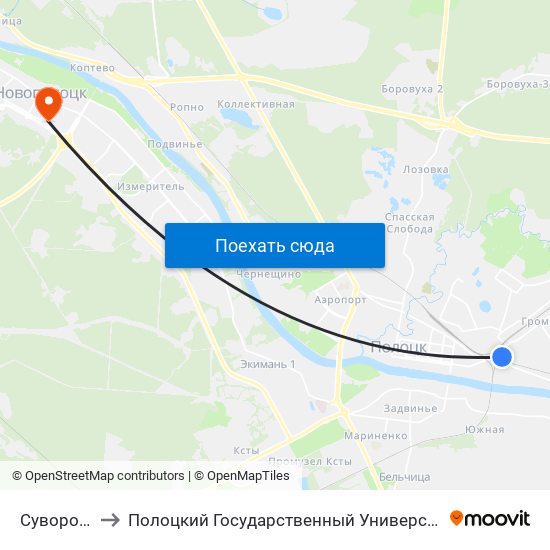 Суворова to Полоцкий Государственный Университет map