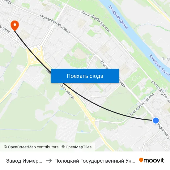 Завод Измеритель to Полоцкий Государственный Университет map