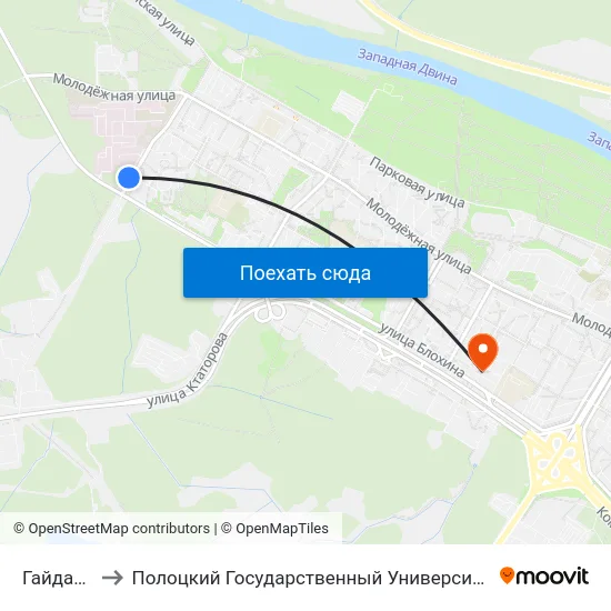 Гайдара to Полоцкий Государственный Университет map