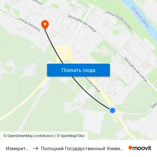 Измеритель to Полоцкий Государственный Университет map
