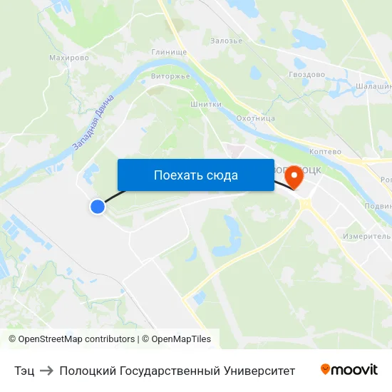 Тэц to Полоцкий Государственный Университет map