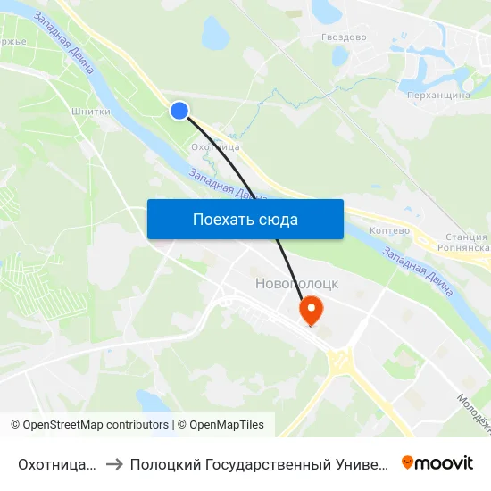 Охотница Пт to Полоцкий Государственный Университет map