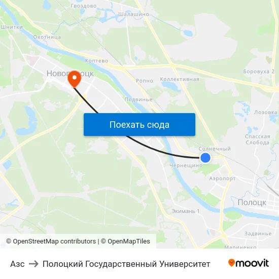 Азс to Полоцкий Государственный Университет map