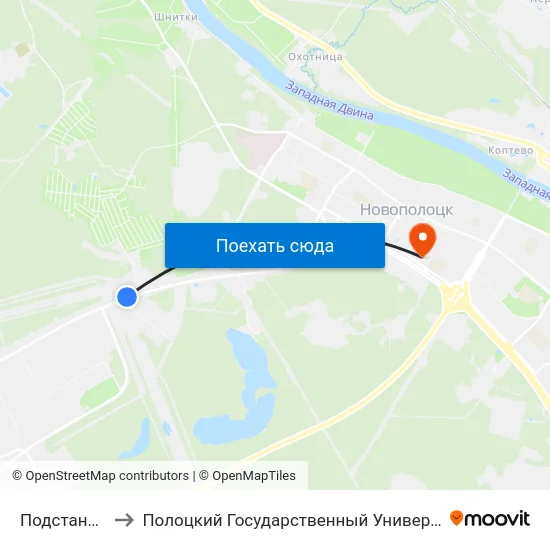 Подстанция to Полоцкий Государственный Университет map