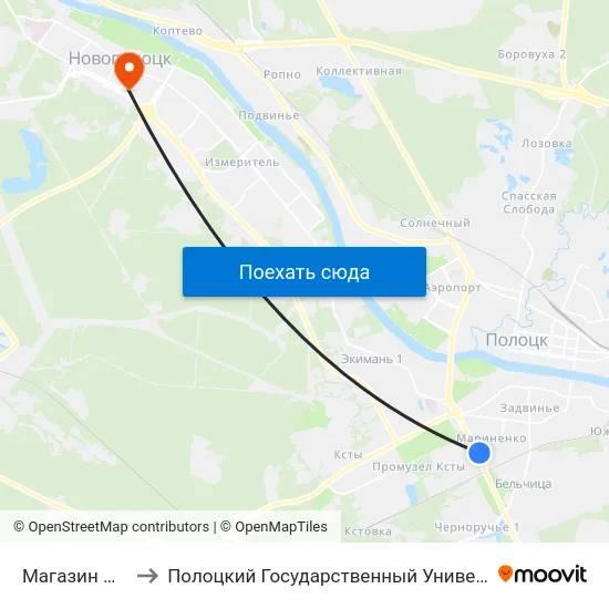 Магазин №23 to Полоцкий Государственный Университет map