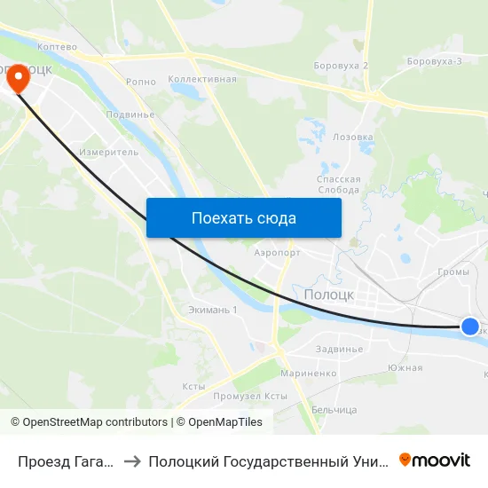 Проезд Гагарина to Полоцкий Государственный Университет map