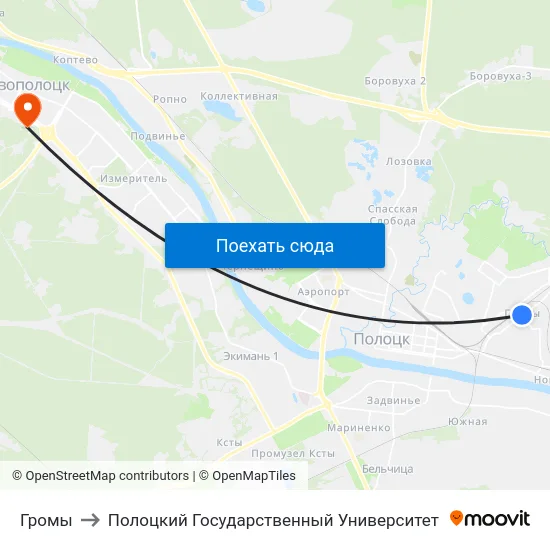 Громы to Полоцкий Государственный Университет map