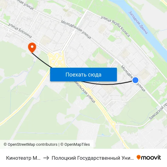 Кинотеатр Минск to Полоцкий Государственный Университет map