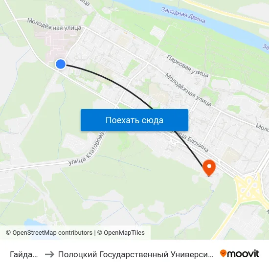 Гайдара to Полоцкий Государственный Университет map