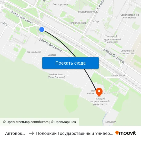 Автовокзал to Полоцкий Государственный Университет map