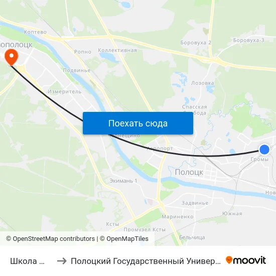 Школа №14 to Полоцкий Государственный Университет map