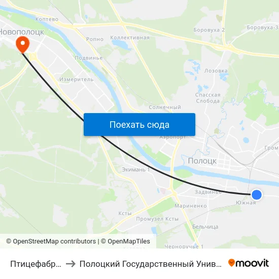 Птицефабрика to Полоцкий Государственный Университет map