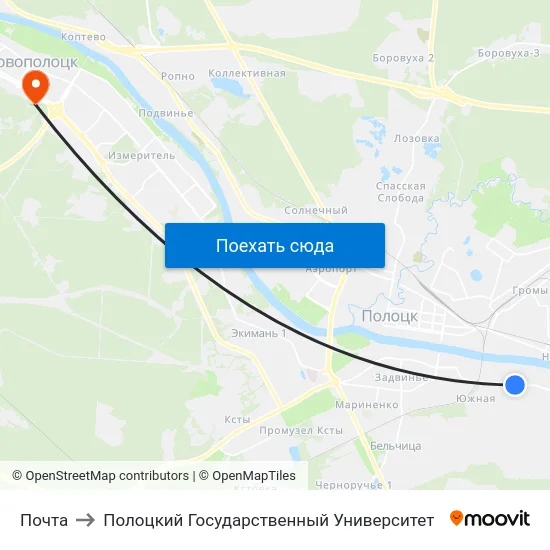 Почта to Полоцкий Государственный Университет map