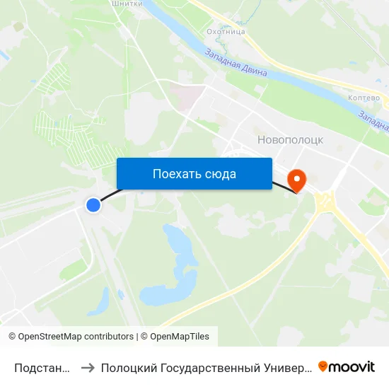 Подстанция to Полоцкий Государственный Университет map