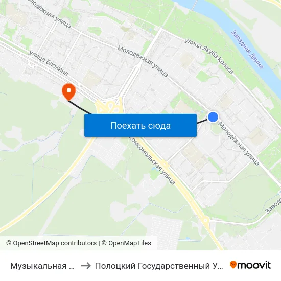 Музыкальная Школа to Полоцкий Государственный Университет map