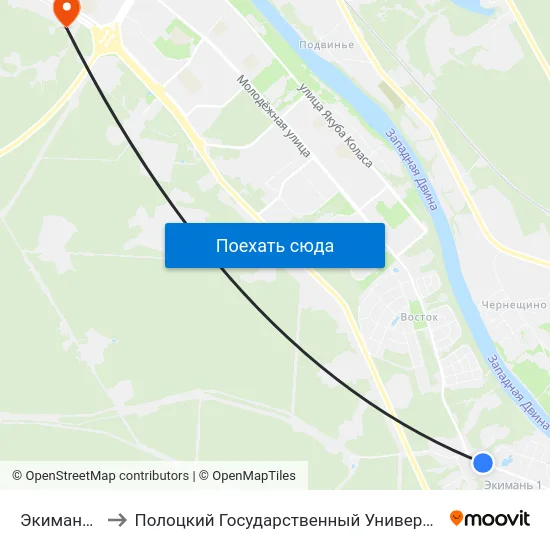 Экимань-1 to Полоцкий Государственный Университет map