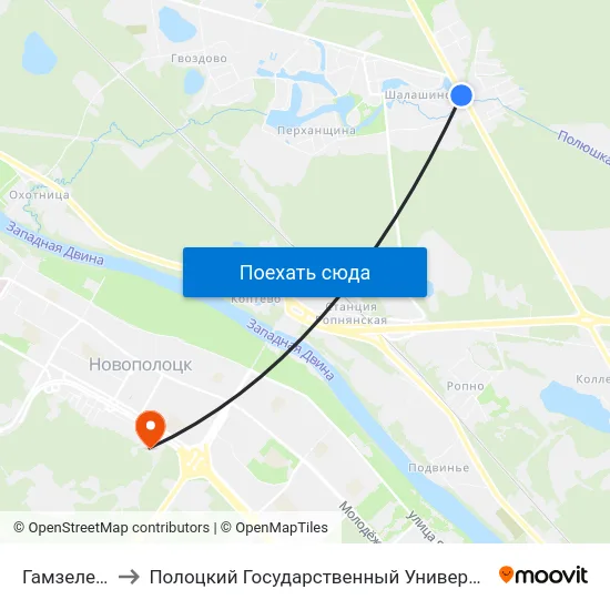 Гамзелево to Полоцкий Государственный Университет map