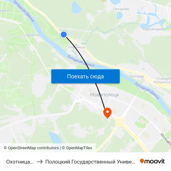 Охотница Пт to Полоцкий Государственный Университет map