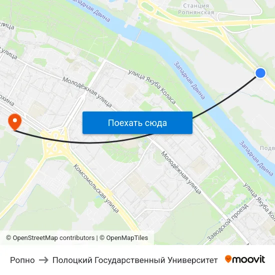 Ропно to Полоцкий Государственный Университет map