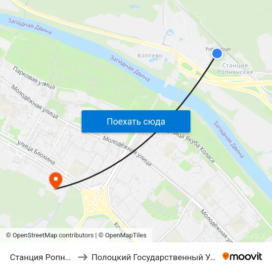Станция Ропнянская to Полоцкий Государственный Университет map