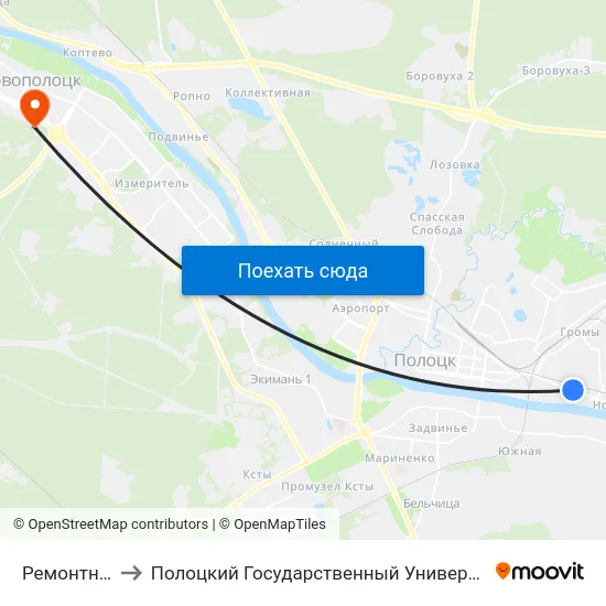Ремонтник to Полоцкий Государственный Университет map