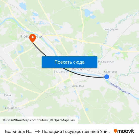 Больница Новка to Полоцкий Государственный Университет map