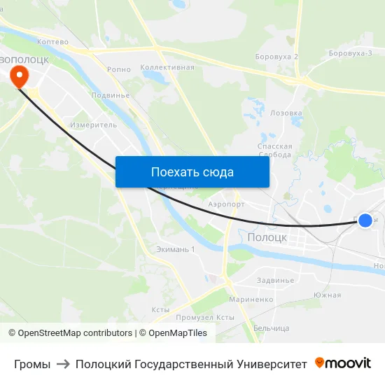 Громы to Полоцкий Государственный Университет map