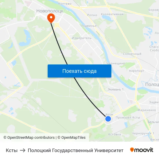 Ксты to Полоцкий Государственный Университет map