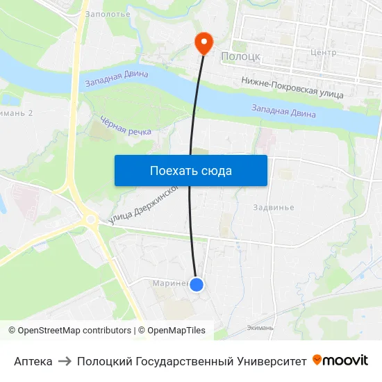 Аптека to Полоцкий Государственный Университет map