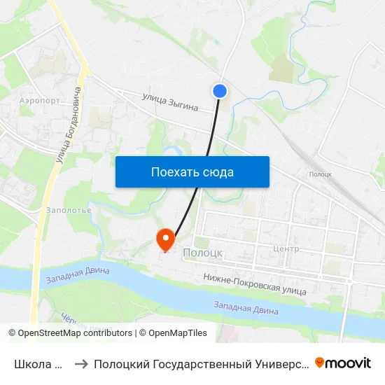 Школа №9 to Полоцкий Государственный Университет map