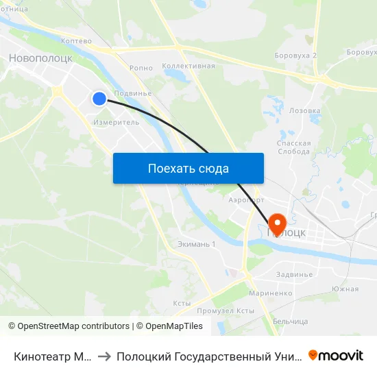 Кинотеатр Минск to Полоцкий Государственный Университет map