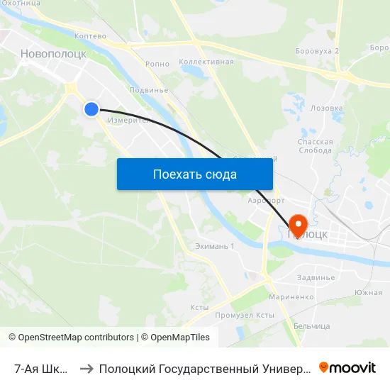 7-Ая Школа to Полоцкий Государственный Университет map