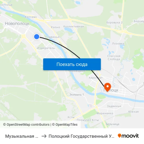 Музыкальная Школа to Полоцкий Государственный Университет map