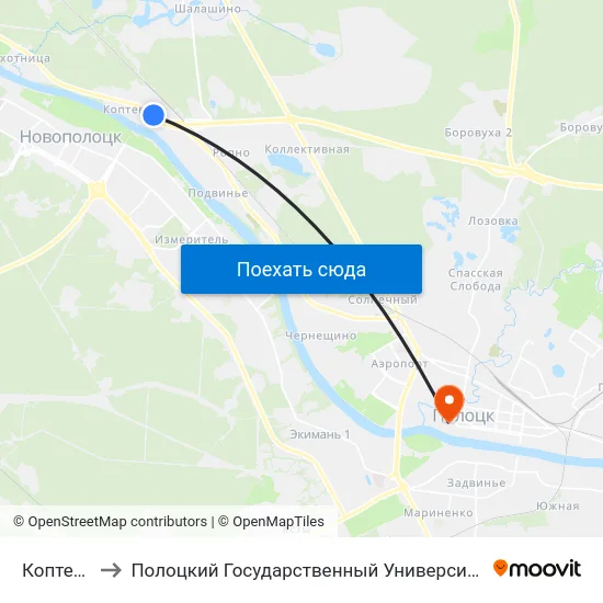 Коптево to Полоцкий Государственный Университет map