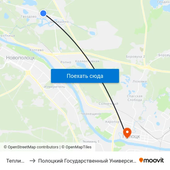 Теплицы to Полоцкий Государственный Университет map