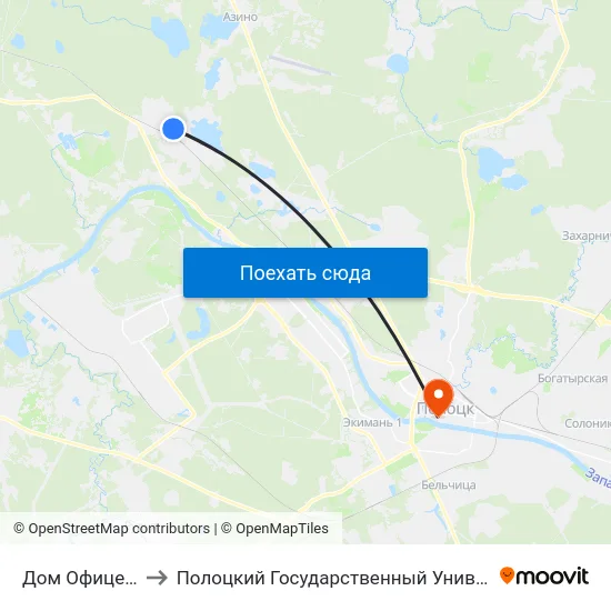 Дом Офицеров to Полоцкий Государственный Университет map