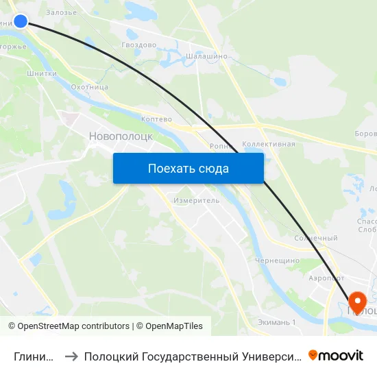 Глинище to Полоцкий Государственный Университет map