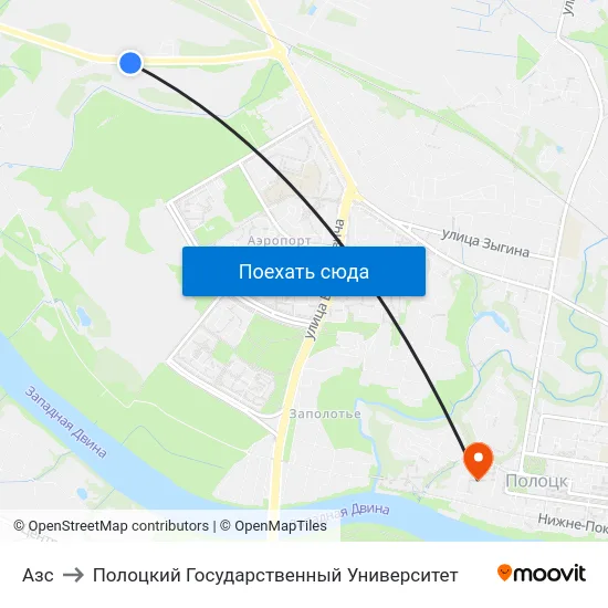 Азс to Полоцкий Государственный Университет map