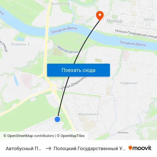 Автобусный Парк №2 to Полоцкий Государственный Университет map