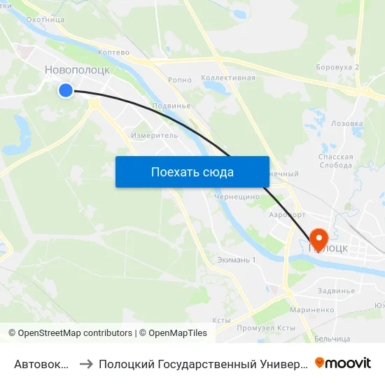 Автовокзал to Полоцкий Государственный Университет map