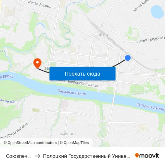 Союзпечать to Полоцкий Государственный Университет map