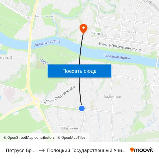 Петруся Бровки to Полоцкий Государственный Университет map