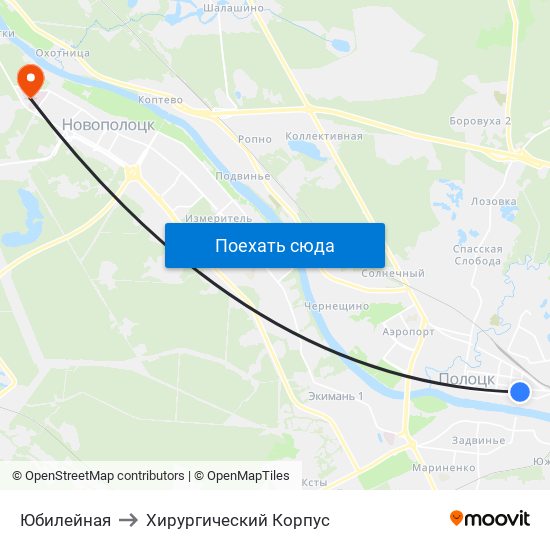 Юбилейная to Хирургический Корпус map