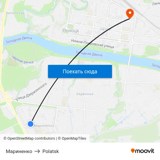 Мариненко to Polatsk map