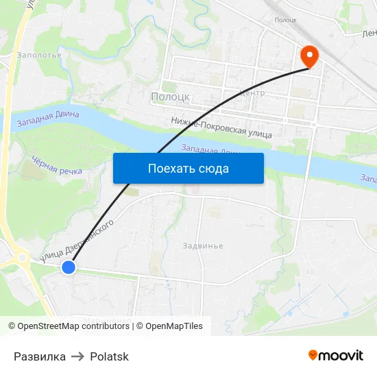 Развилка to Polatsk map