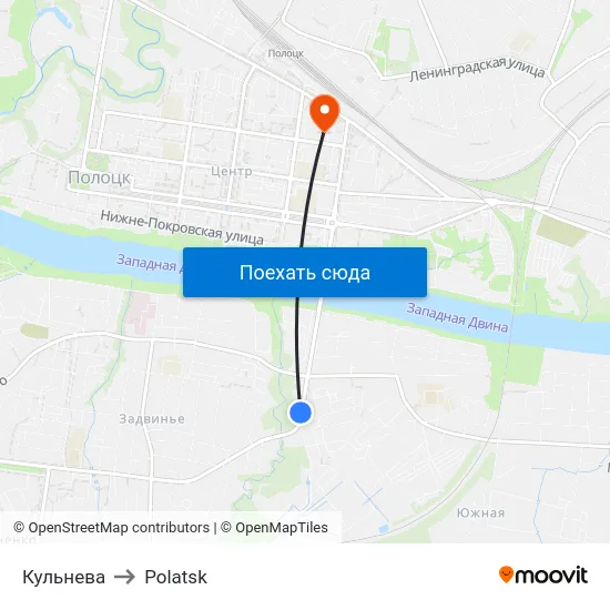 Кульнева to Polatsk map