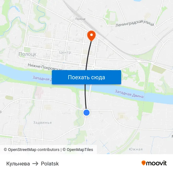Кульнева to Polatsk map